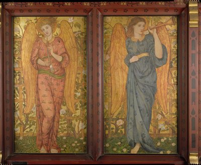 Engel mit einer Oboe und einer Trompete, 1861-62 von John Roddam Spencer Stanhope